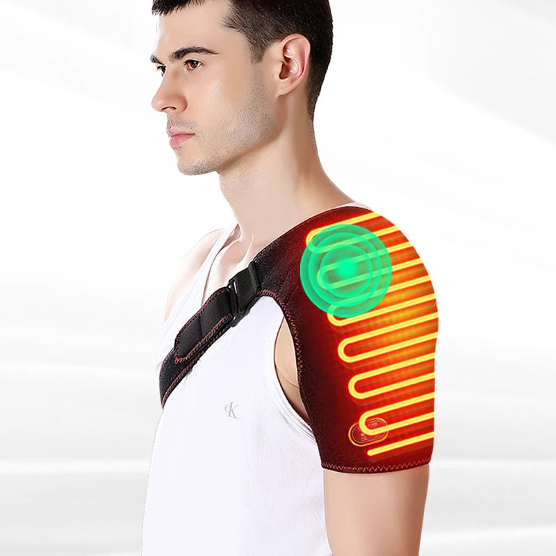 Custom Heating Neoprene Pressure Shoulder Brace 3-Level Temperature Control 3-Stage Massage Adjustable Left/Right Arm Protector
