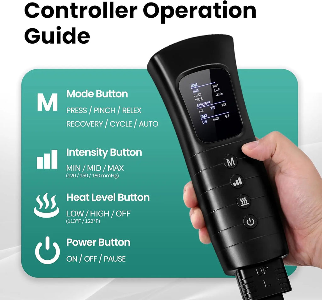 Air Compression Leg Massager with Heat Full Leg Recovery Therapy Machine