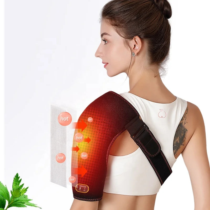 Custom Heating Neoprene Pressure Shoulder Brace 3-Level Temperature Control 3-Stage Massage Adjustable Left/Right Arm Protector