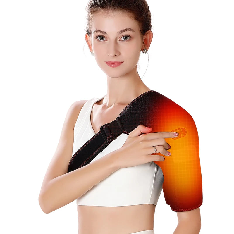 Custom Heating Neoprene Pressure Shoulder Brace 3-Level Temperature Control 3-Stage Massage Adjustable Left/Right Arm Protector