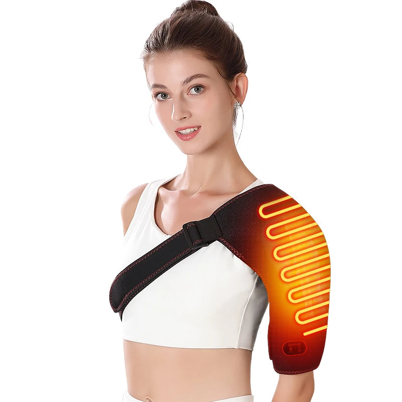 Custom Heating Neoprene Pressure Shoulder Brace 3-Level Temperature Control 3-Stage Massage Adjustable Left/Right Arm Protector