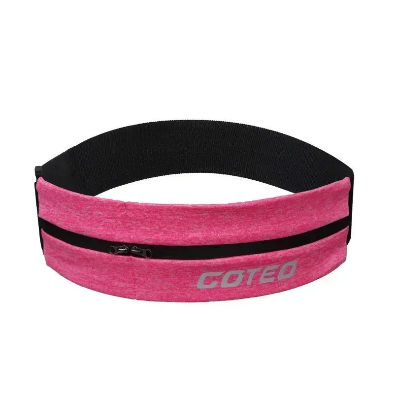 FUYAOZHISHANG Reflective Elastic Waistband Sport Bag Double Zipper Pocket Running Gym Yoga Waist Belt Pack Phone Waist Wallet Bag