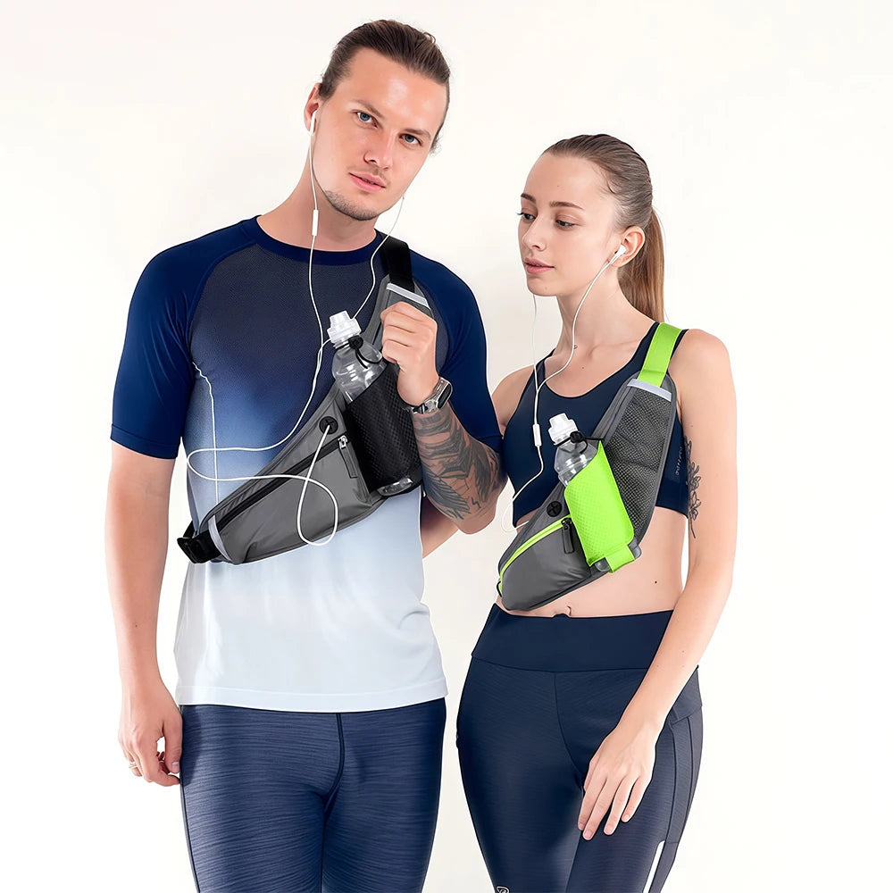 WEPPKK Adjustable Running Belt with Water Bottle Holder
