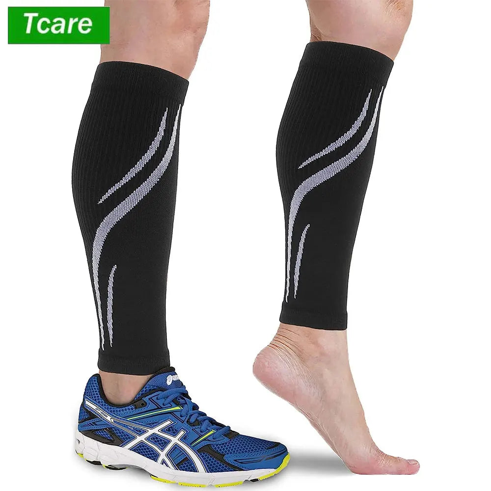 Tcare 1 Pair Calf Compression Sleeves Unisex,Footless Compression Socks Shin Splints,Varicose Vein Treatment for Legs & Pain Relief