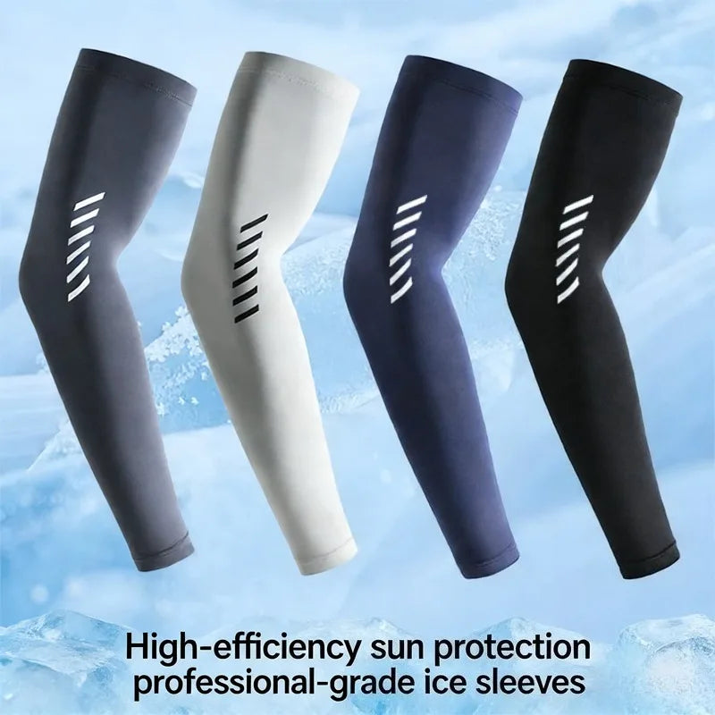 Men's Lightweight Breathable Cooling Sports Sleeves Ice Silk Fabric Sweat-Absorbent for Cycling Fishing Running Hiking