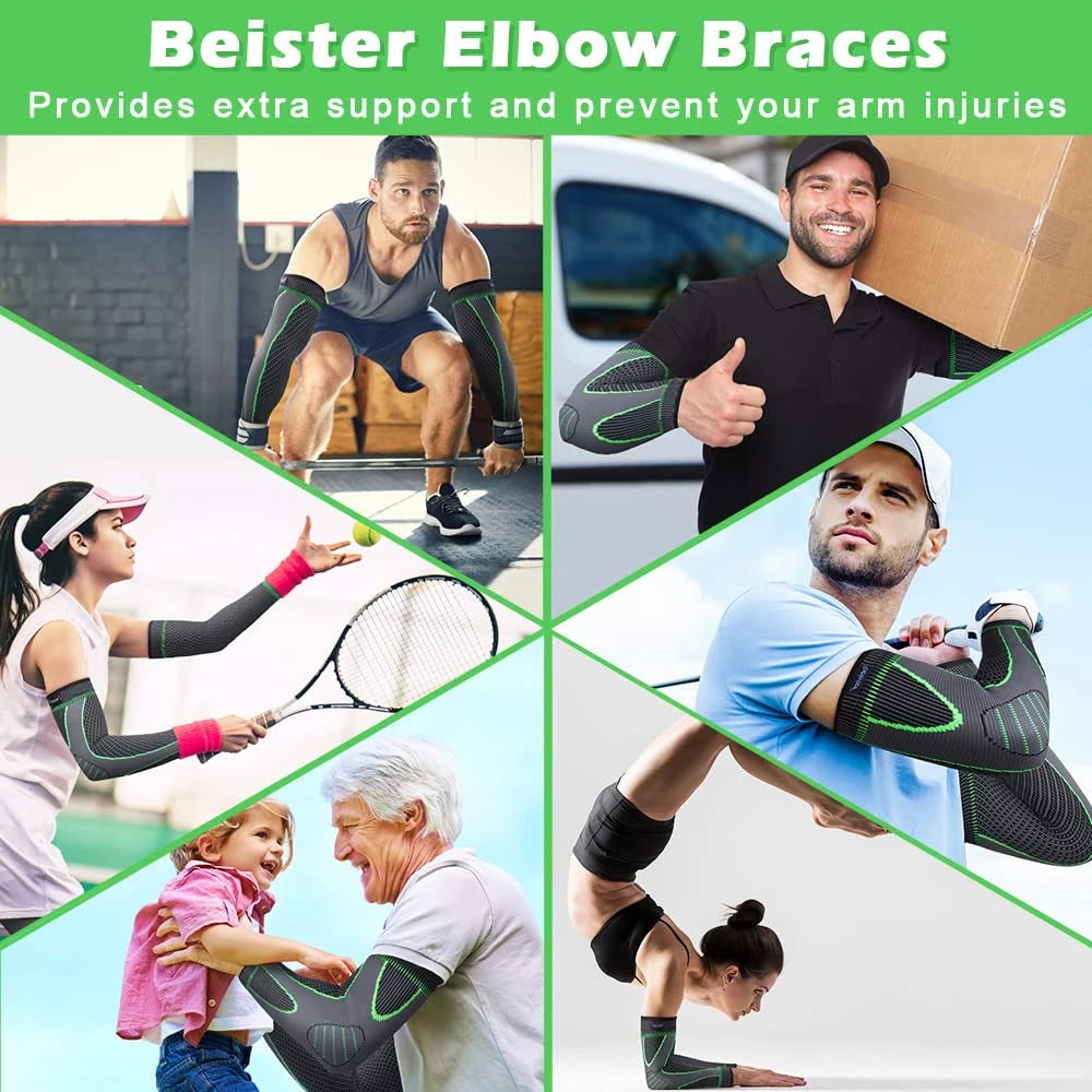 SPOSAFE Sports Arm Compression Sleeves Anti-Slip Elbow Support Youth Adult Cycling Basketball Football Volleyball Baseball Tennis Golf