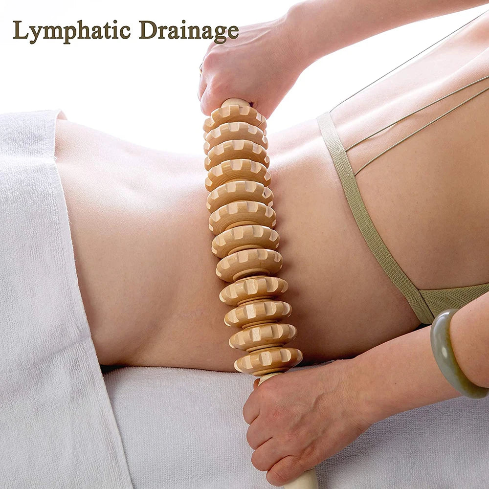 JWWMMJ Wooden Body Fascia Bendable Massage Roller Therapy Massager for Lymphatic Drainage Cellulite Trigger Point Manual Muscle Release Tool