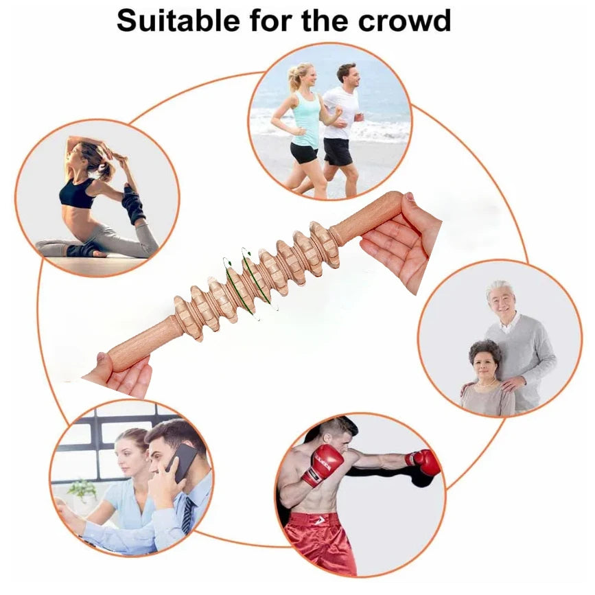 9-Wheel Wooden Roller Massager