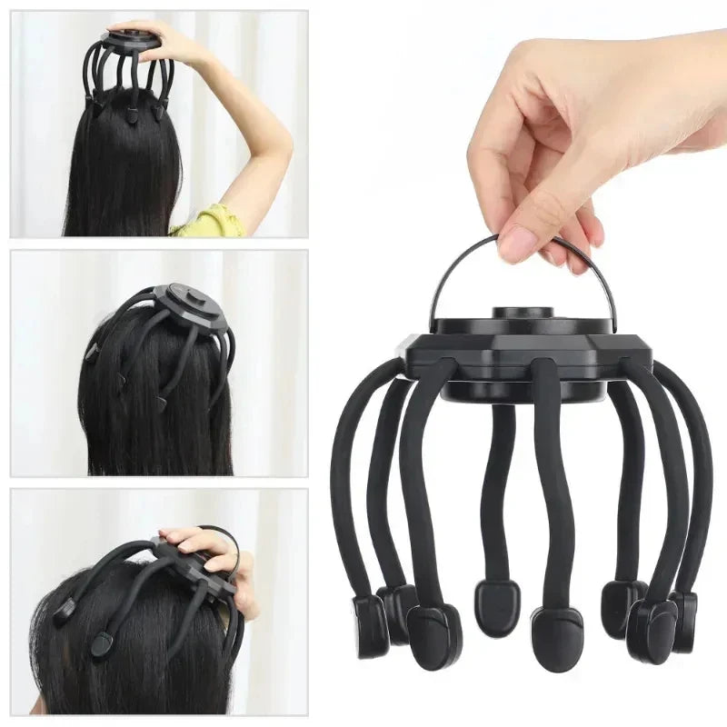 Cordless Electric Scalp Massager,360 Degree Head Massager With 8 Finger Tips, Deep Relaxing, and Stress Relief