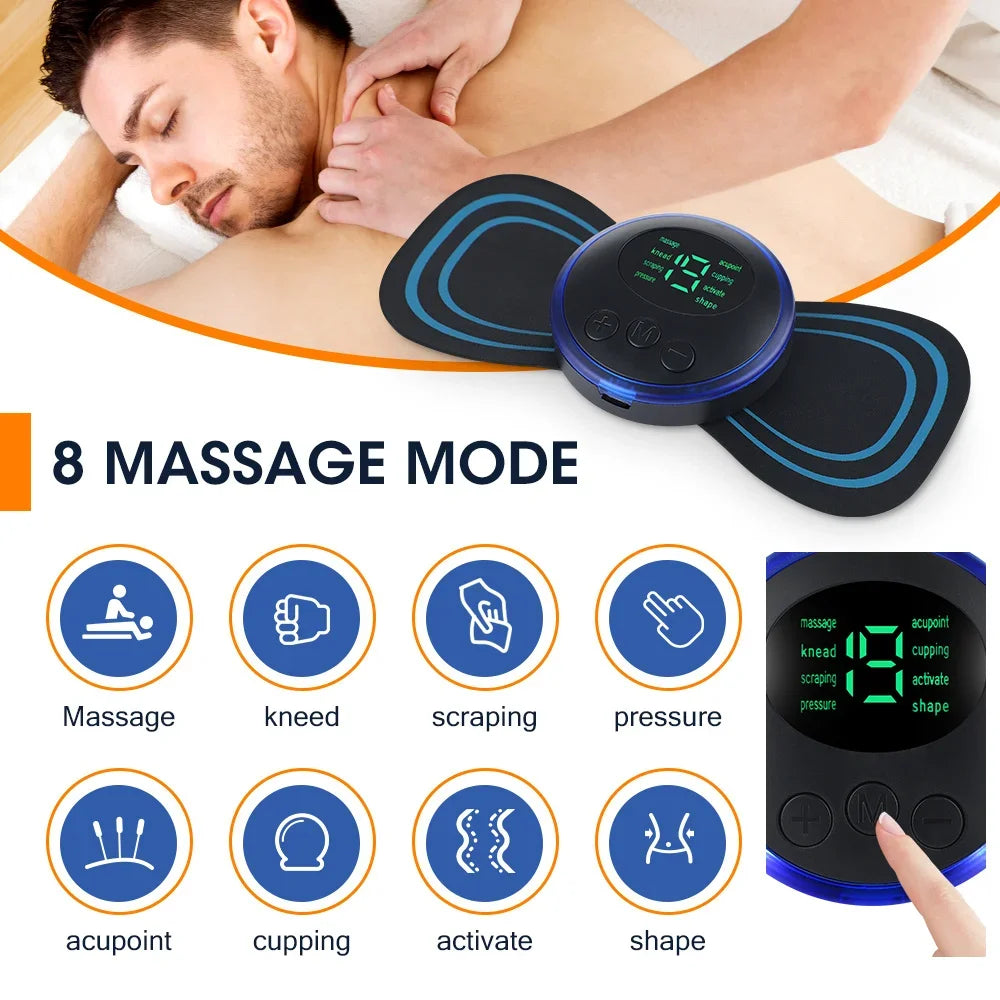 Joverisher Electric Neck Massager EMS Muscle Massage Stimulator Low Frequency Instrument Back Cervical Calf Patches Pain Joints Mini Device