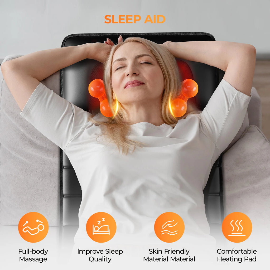 HOMEMASSA Full Body Massage Mat with Heat, Detachable Massager Pad, 10 Vibrating Motors, 9 Intensity Levels, Relax at Home Office