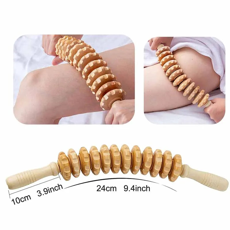 JWWMMJ Wooden Body Fascia Bendable Massage Roller Therapy Massager for Lymphatic Drainage Cellulite Trigger Point Manual Muscle Release Tool