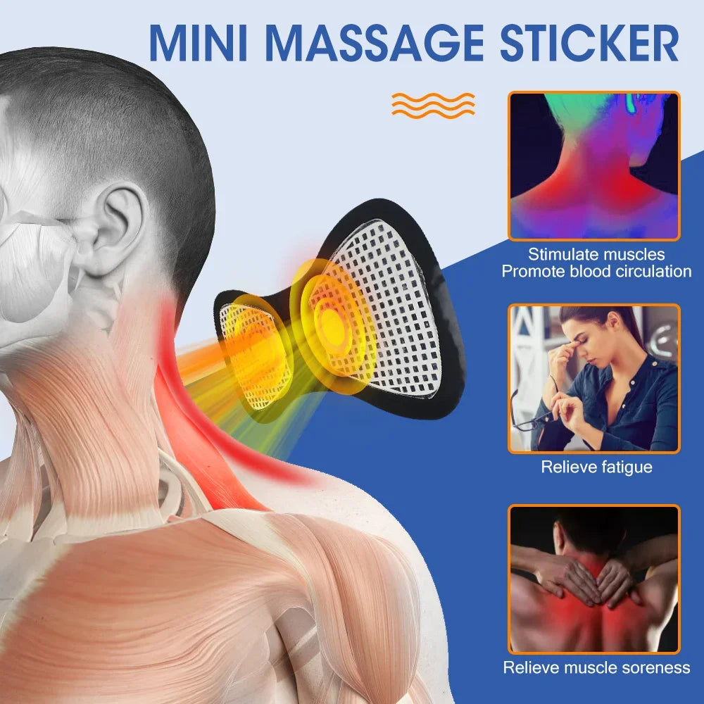 Joverisher Electric Neck Massager EMS Muscle Massage Stimulator Low Frequency Instrument Back Cervical Calf Patches Pain Joints Mini Device