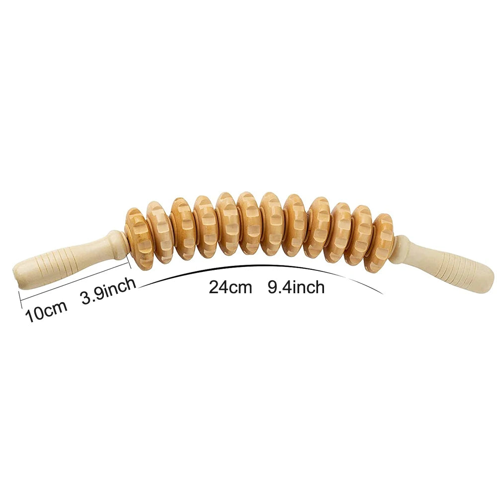 JWWMMJ Wooden Body Fascia Bendable Massage Roller Therapy Massager for Lymphatic Drainage Cellulite Trigger Point Manual Muscle Release Tool