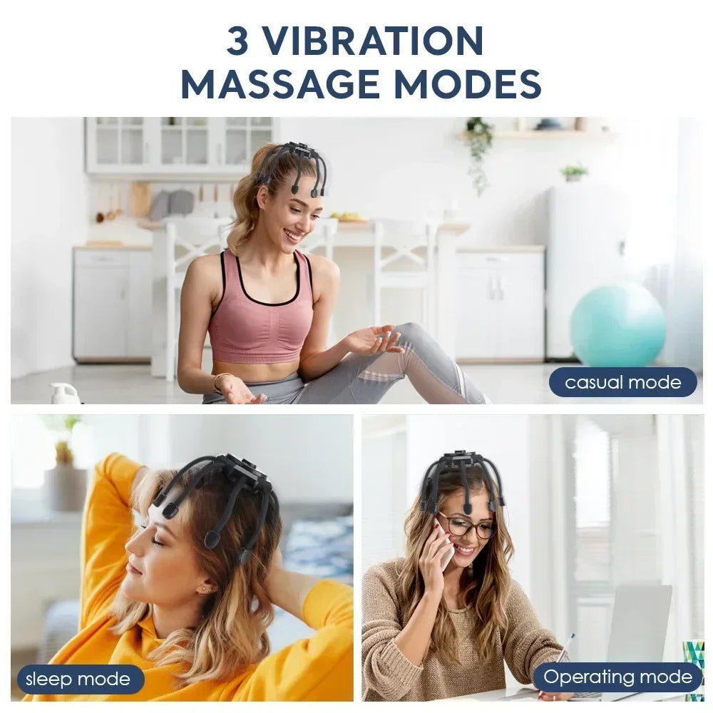 Cordless Electric Scalp Massager,360 Degree Head Massager With 8 Finger Tips, Deep Relaxing, and Stress Relief