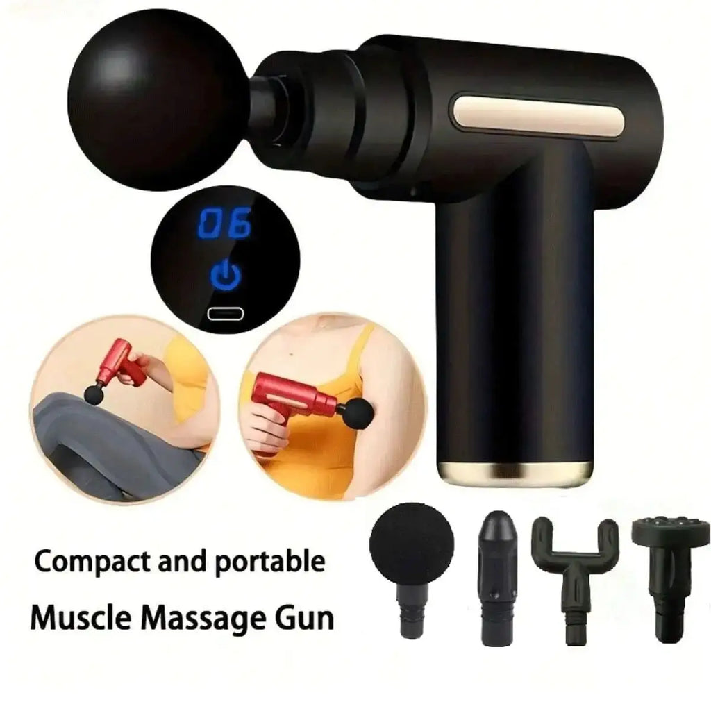 Multicolor Portable Fascial Massage Gun With Interchangeable Heads
