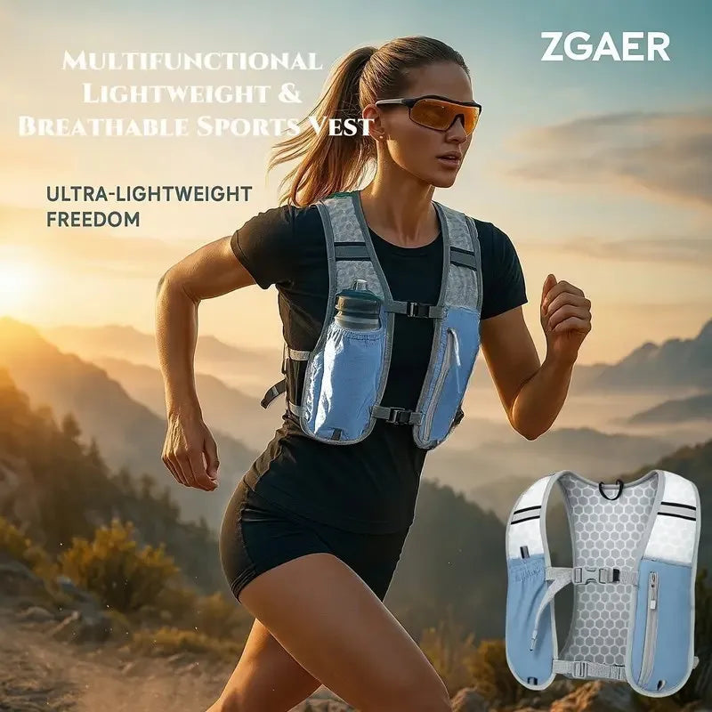 ZGAER Sports Vest Pack Cycling Breathable Running Water Bottle and Mobile Phone Backpack