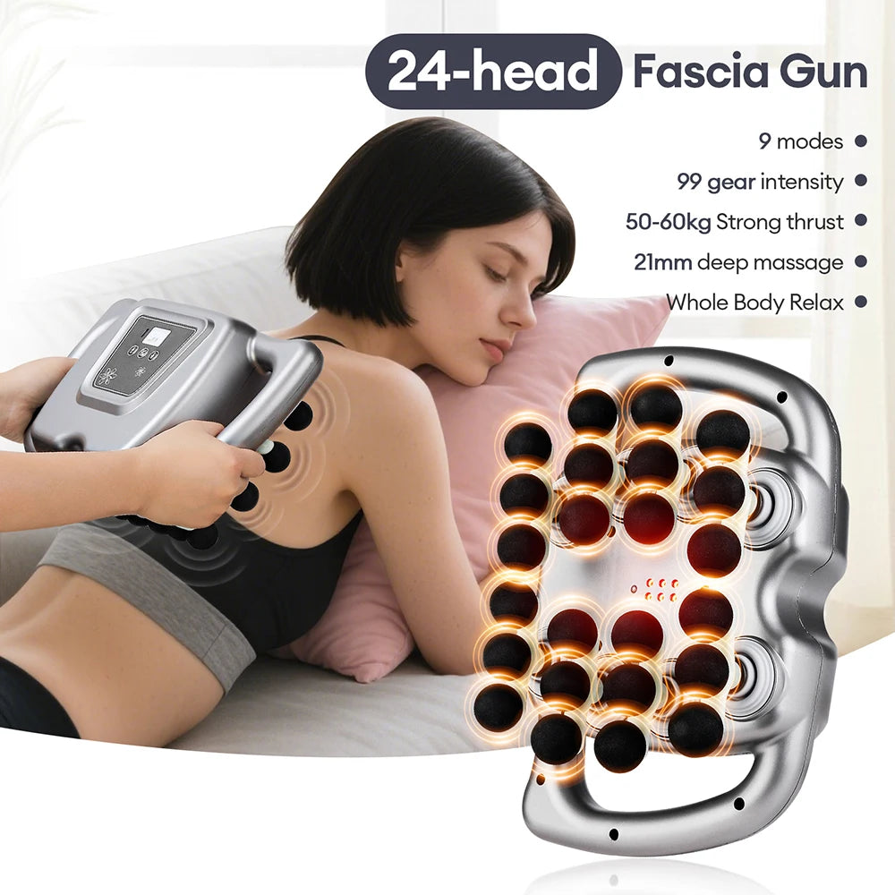 Foreverlily 24-Head Fascia Massage Gun with 9 Modes