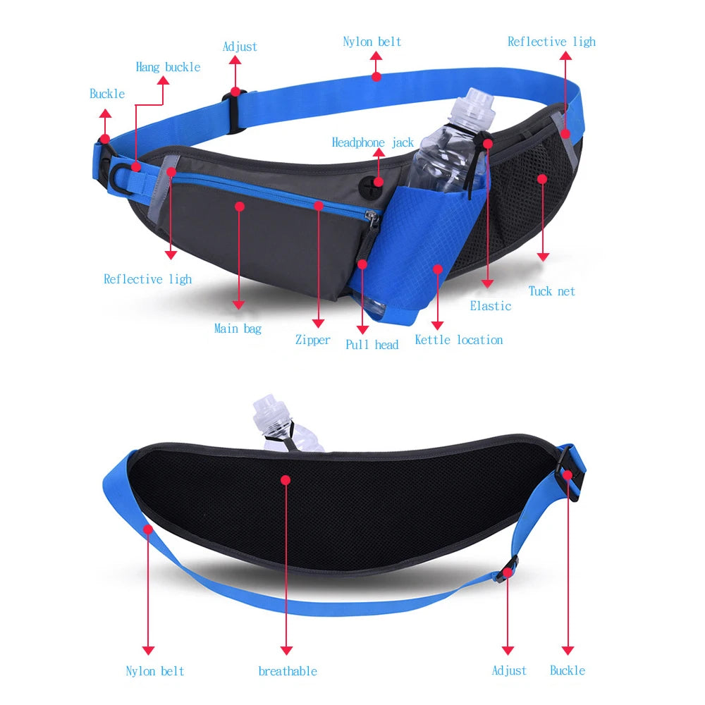 WEPPKK Adjustable Running Belt with Water Bottle Holder