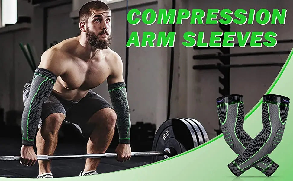 SPOSAFE Sports Arm Compression Sleeves Anti-Slip Elbow Support Youth Adult Cycling Basketball Football Volleyball Baseball Tennis Golf