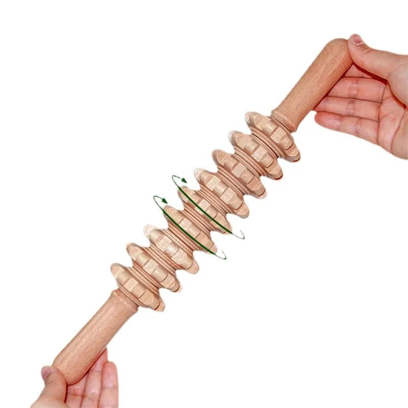 9-Wheel Wooden Roller Massager