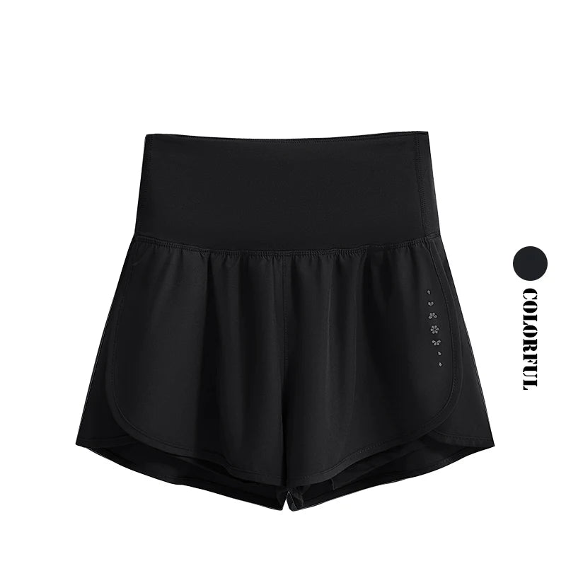 DRUR Women's Athletic Shorts High Waist Quick Drying Yoga Shorts Woman Summer Sports Short Pants With Inner Lining Gym Clothing