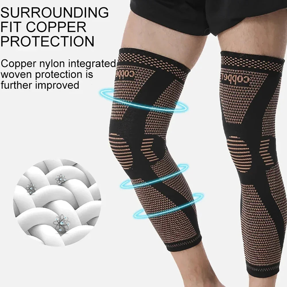 Tike Copper Full Leg Sleeves Long Compression Knee Support Protect Leg for Man Women Basketball, Arthritis Cycling Sport Football Gym