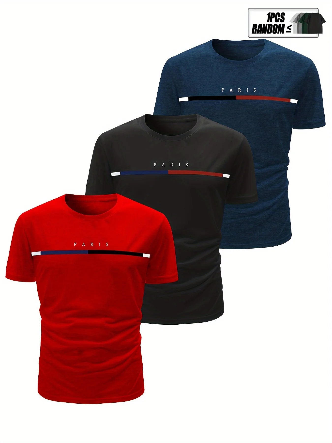 3-Pack Men's Sport Short Sleeve T-Shirt Set Quick-Dry Breathable Cotton Black White Gray Layering Combination