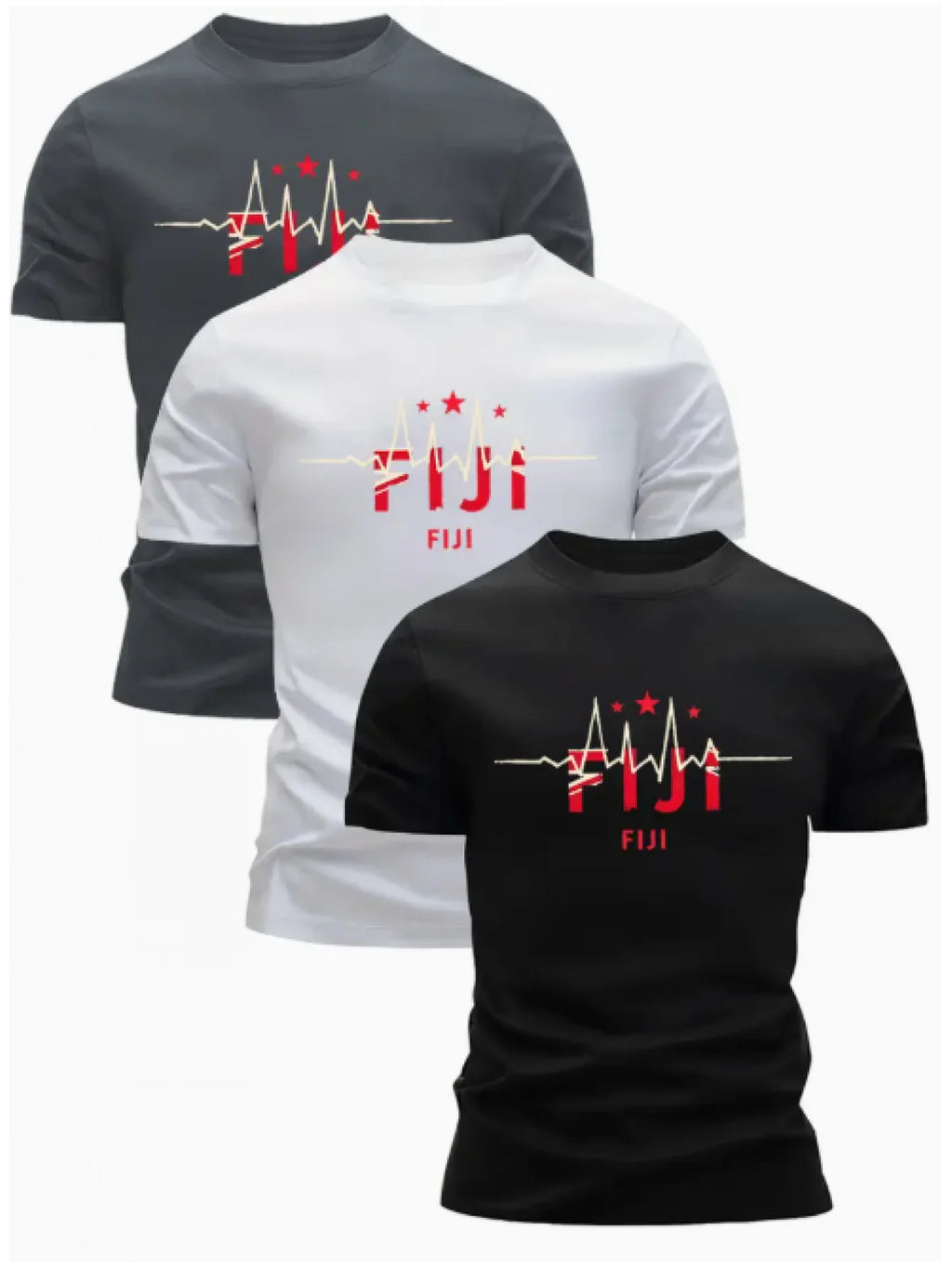 3-Pack Men's Sport Short Sleeve T-Shirt Set Quick-Dry Breathable Cotton Black White Gray Layering Combination