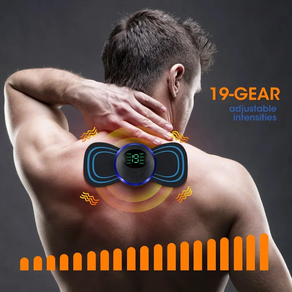 Joverisher Electric Neck Massager EMS Muscle Massage Stimulator Low Frequency Instrument Back Cervical Calf Patches Pain Joints Mini Device