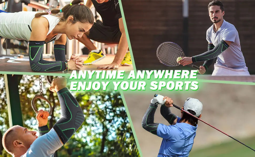 SPOSAFE Sports Arm Compression Sleeves Anti-Slip Elbow Support Youth Adult Cycling Basketball Football Volleyball Baseball Tennis Golf