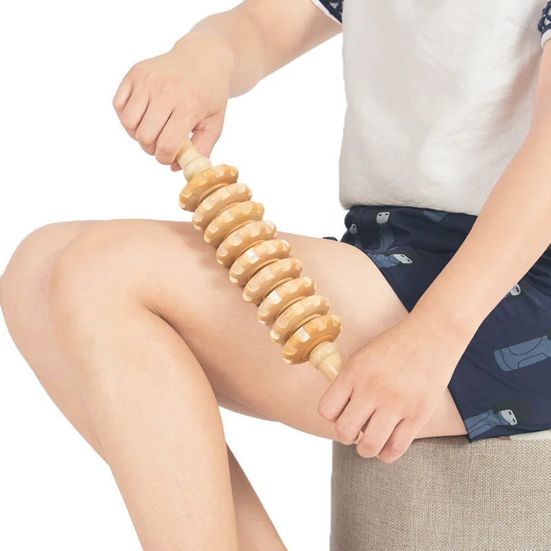 9-Wheel Wooden Roller Massager