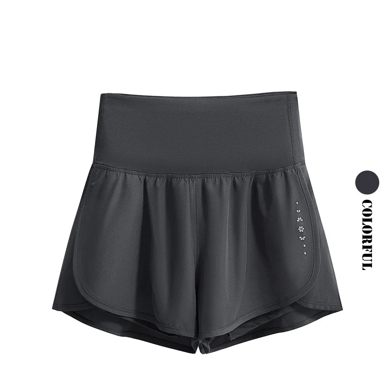 DRUR Women's Athletic Shorts High Waist Quick Drying Yoga Shorts Woman Summer Sports Short Pants With Inner Lining Gym Clothing