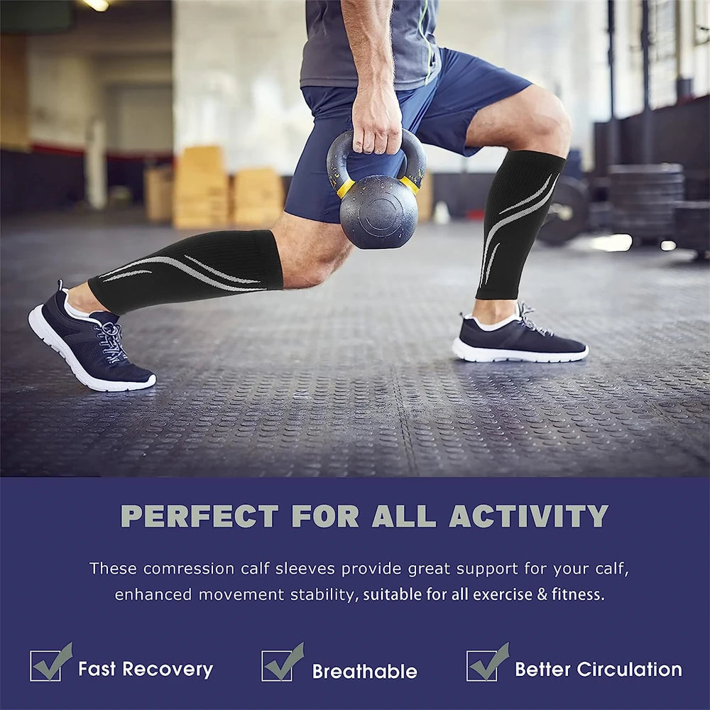 Tcare 1 Pair Calf Compression Sleeves Unisex,Footless Compression Socks Shin Splints,Varicose Vein Treatment for Legs & Pain Relief