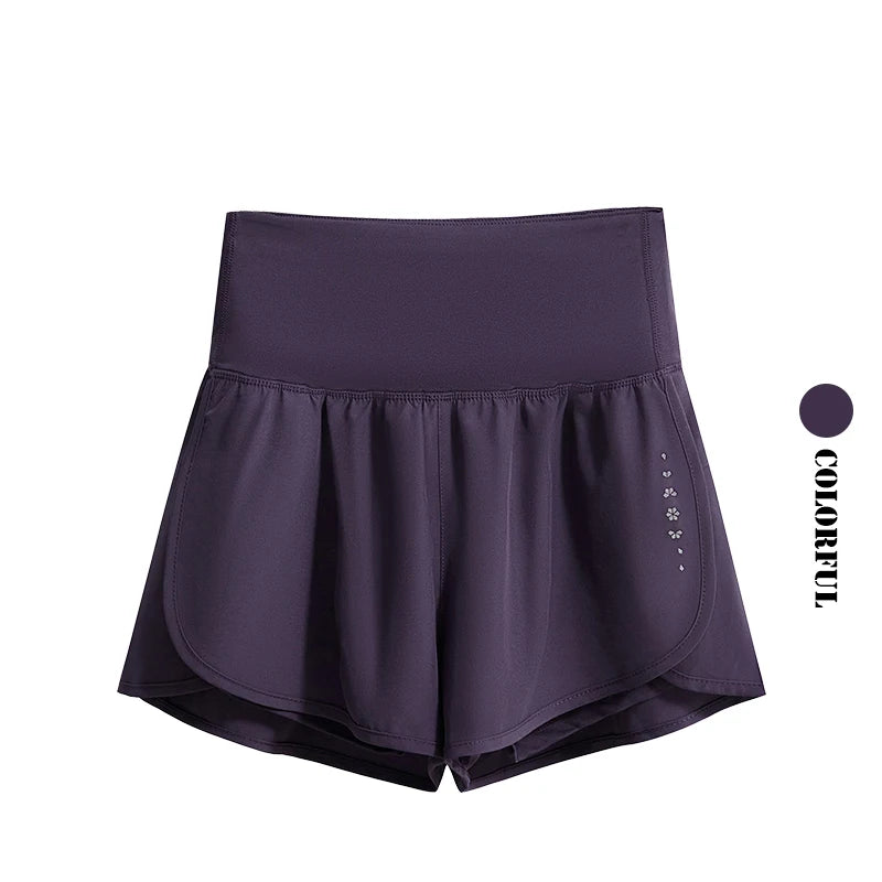 DRUR Women's Athletic Shorts High Waist Quick Drying Yoga Shorts Woman Summer Sports Short Pants With Inner Lining Gym Clothing
