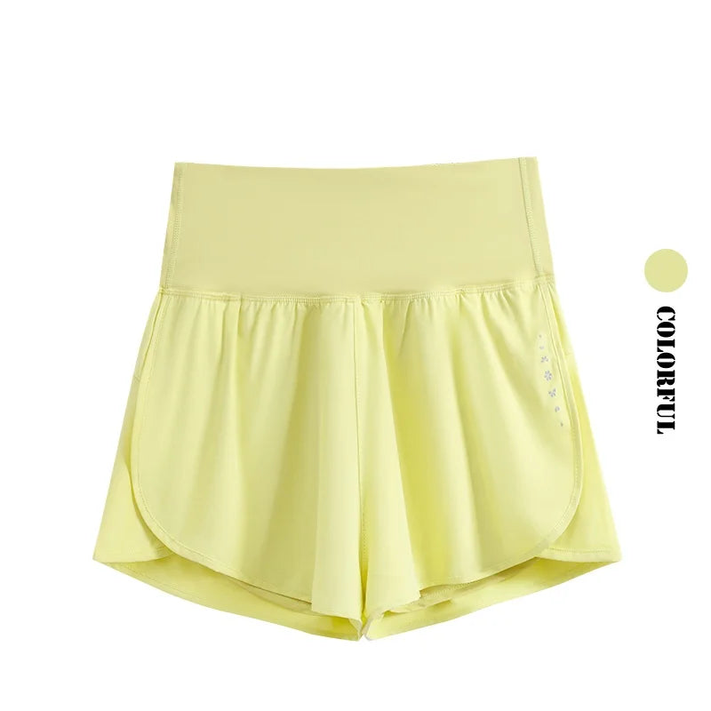 DRUR Women's Athletic Shorts High Waist Quick Drying Yoga Shorts Woman Summer Sports Short Pants With Inner Lining Gym Clothing