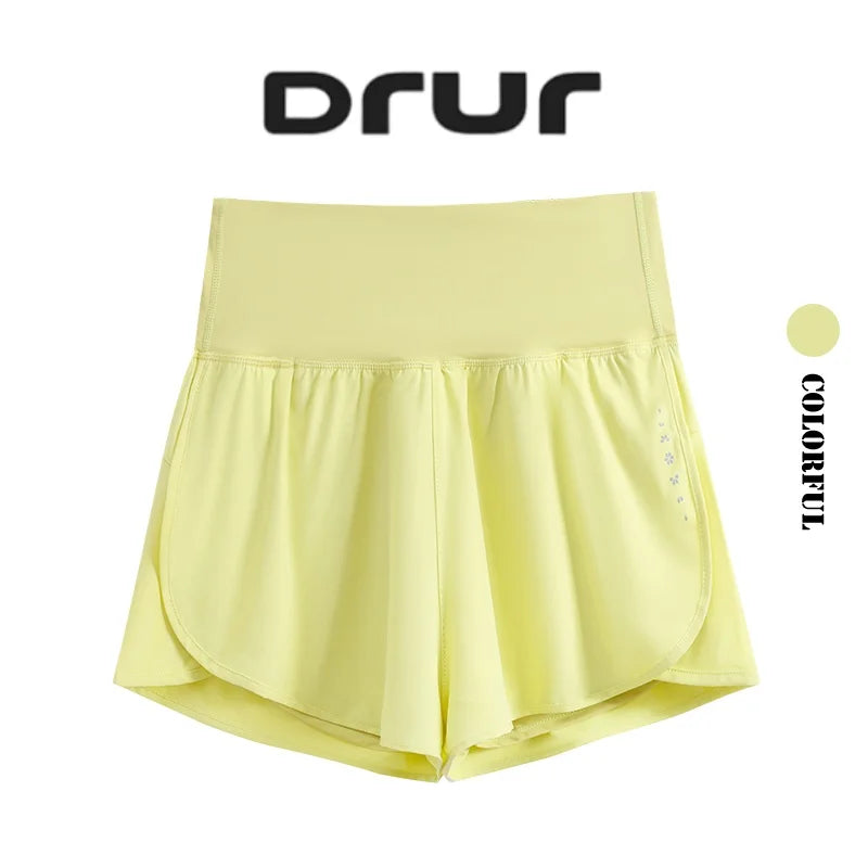 DRUR Women's Athletic Shorts High Waist Quick Drying Yoga Shorts Woman Summer Sports Short Pants With Inner Lining Gym Clothing