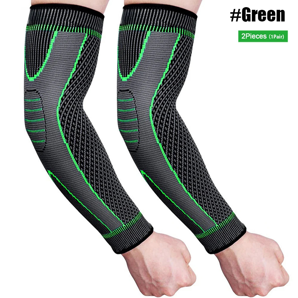 SPOSAFE Sports Arm Compression Sleeves Anti-Slip Elbow Support Youth Adult Cycling Basketball Football Volleyball Baseball Tennis Golf