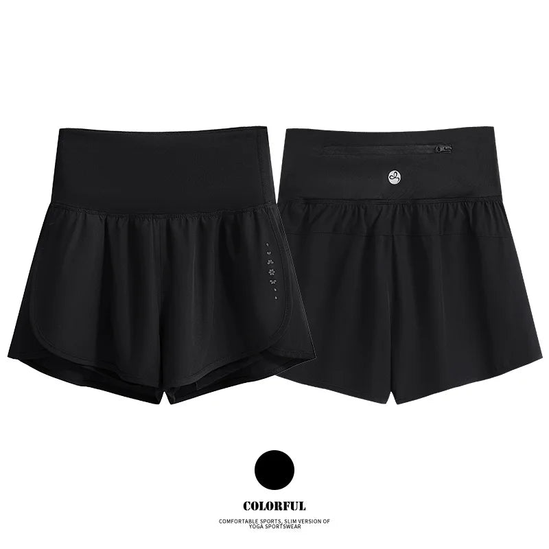 DRUR Women's Athletic Shorts High Waist Quick Drying Yoga Shorts Woman Summer Sports Short Pants With Inner Lining Gym Clothing
