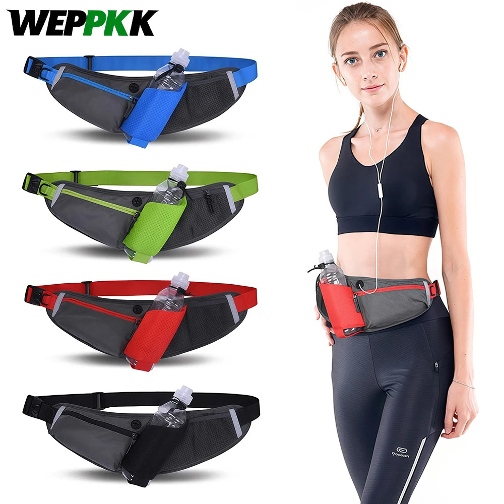 WEPPKK Adjustable Running Belt with Water Bottle Holder