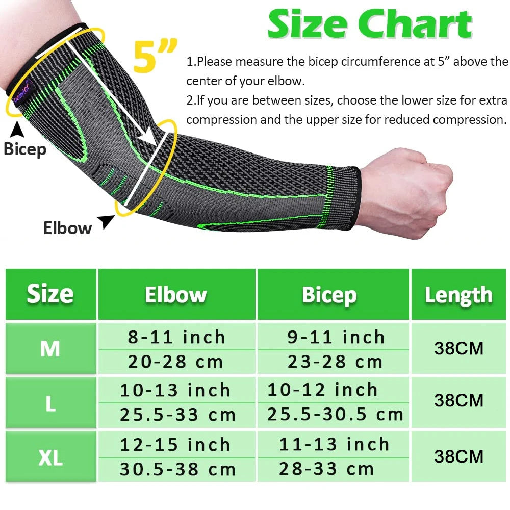 SPOSAFE Sports Arm Compression Sleeves Anti-Slip Elbow Support Youth Adult Cycling Basketball Football Volleyball Baseball Tennis Golf