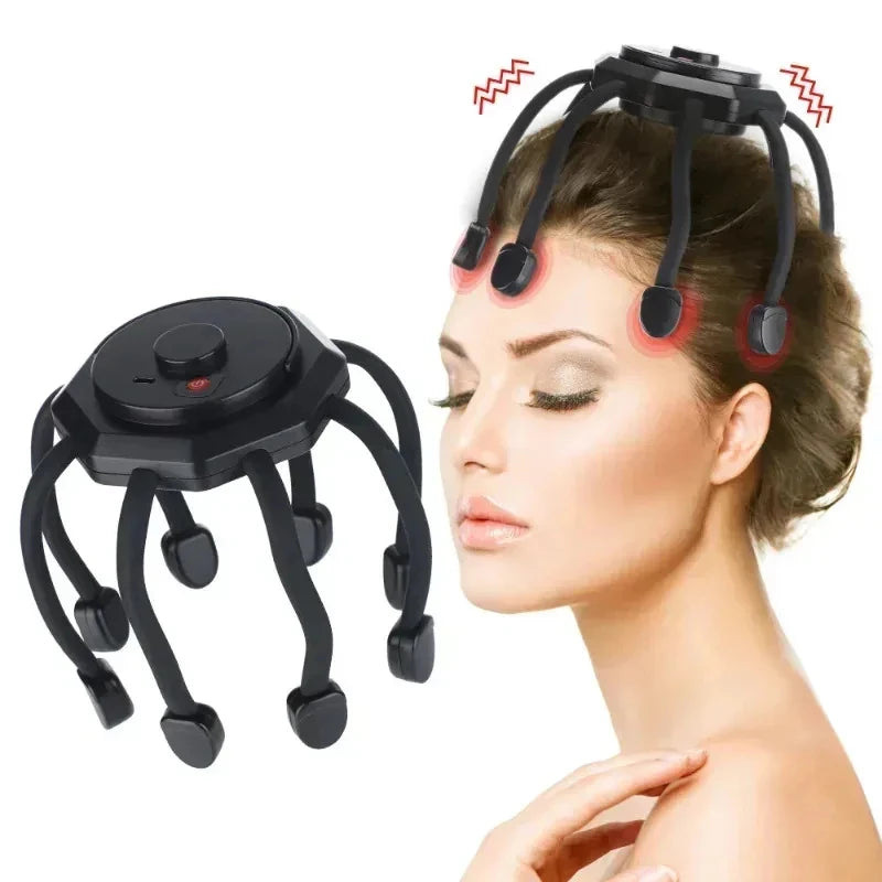 Cordless Electric Scalp Massager,360 Degree Head Massager With 8 Finger Tips, Deep Relaxing, and Stress Relief