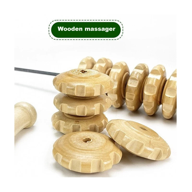 9-Wheel Wooden Roller Massager