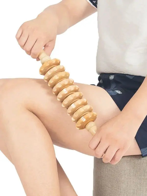 9-Wheel Wooden Roller Massager