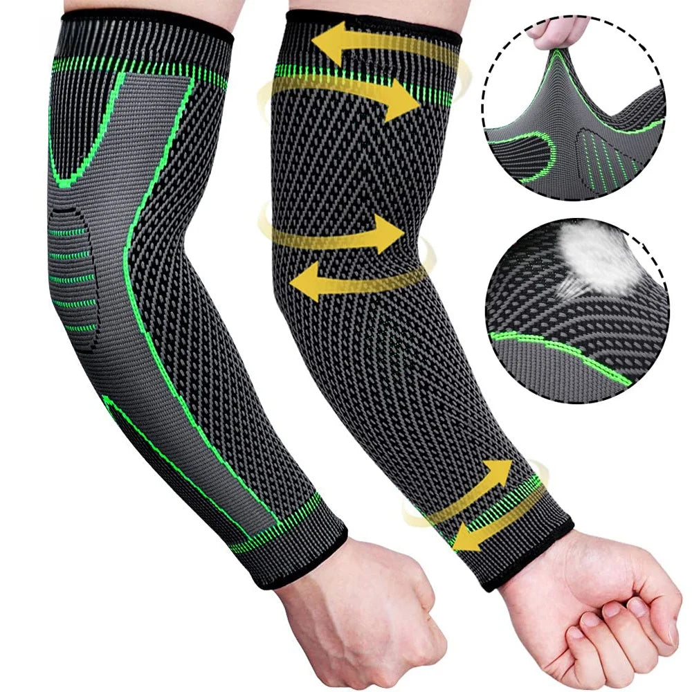 SPOSAFE Sports Arm Compression Sleeves Anti-Slip Elbow Support Youth Adult Cycling Basketball Football Volleyball Baseball Tennis Golf