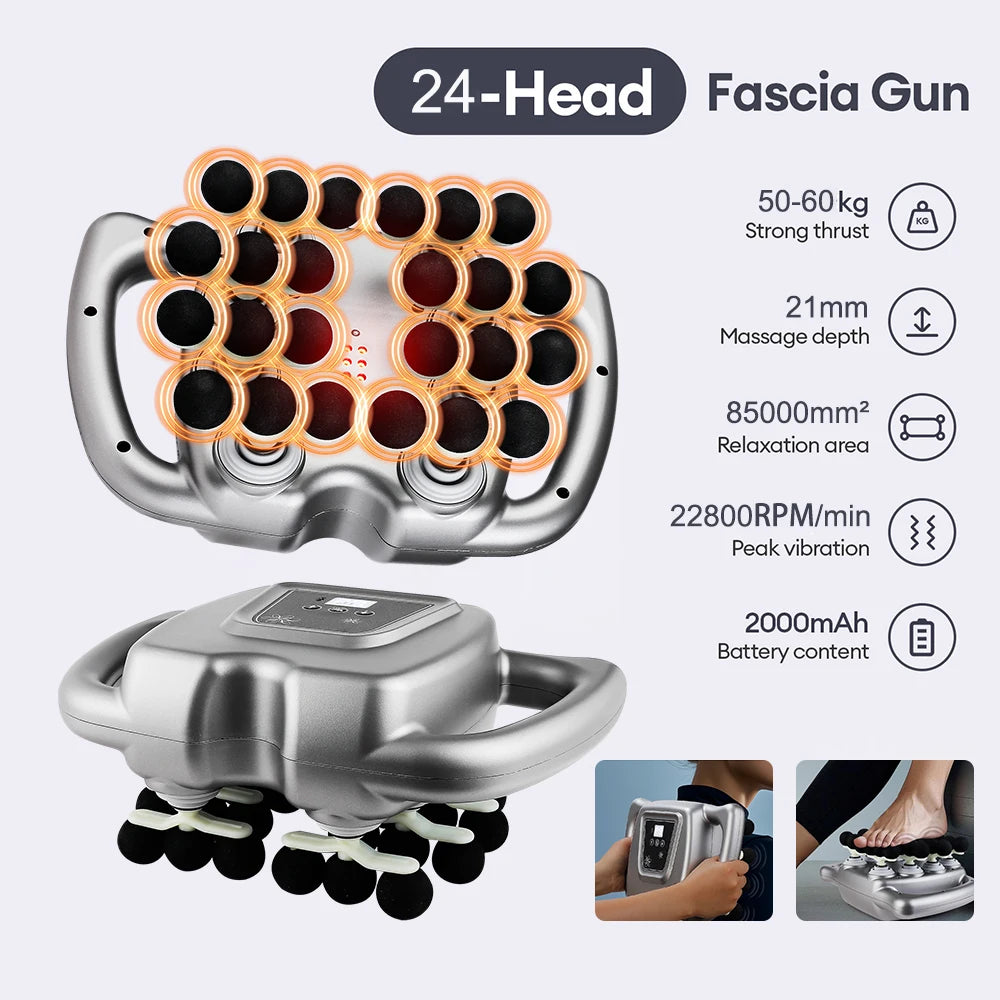 Foreverlily 24-Head Fascia Massage Gun with 9 Modes