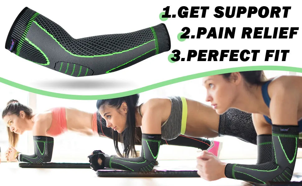 SPOSAFE Sports Arm Compression Sleeves Anti-Slip Elbow Support Youth Adult Cycling Basketball Football Volleyball Baseball Tennis Golf