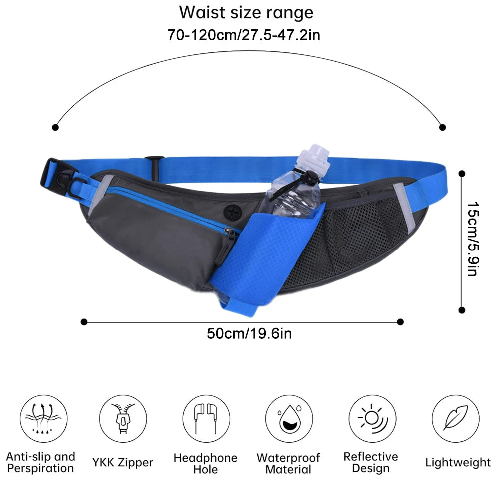 WEPPKK Adjustable Running Belt with Water Bottle Holder
