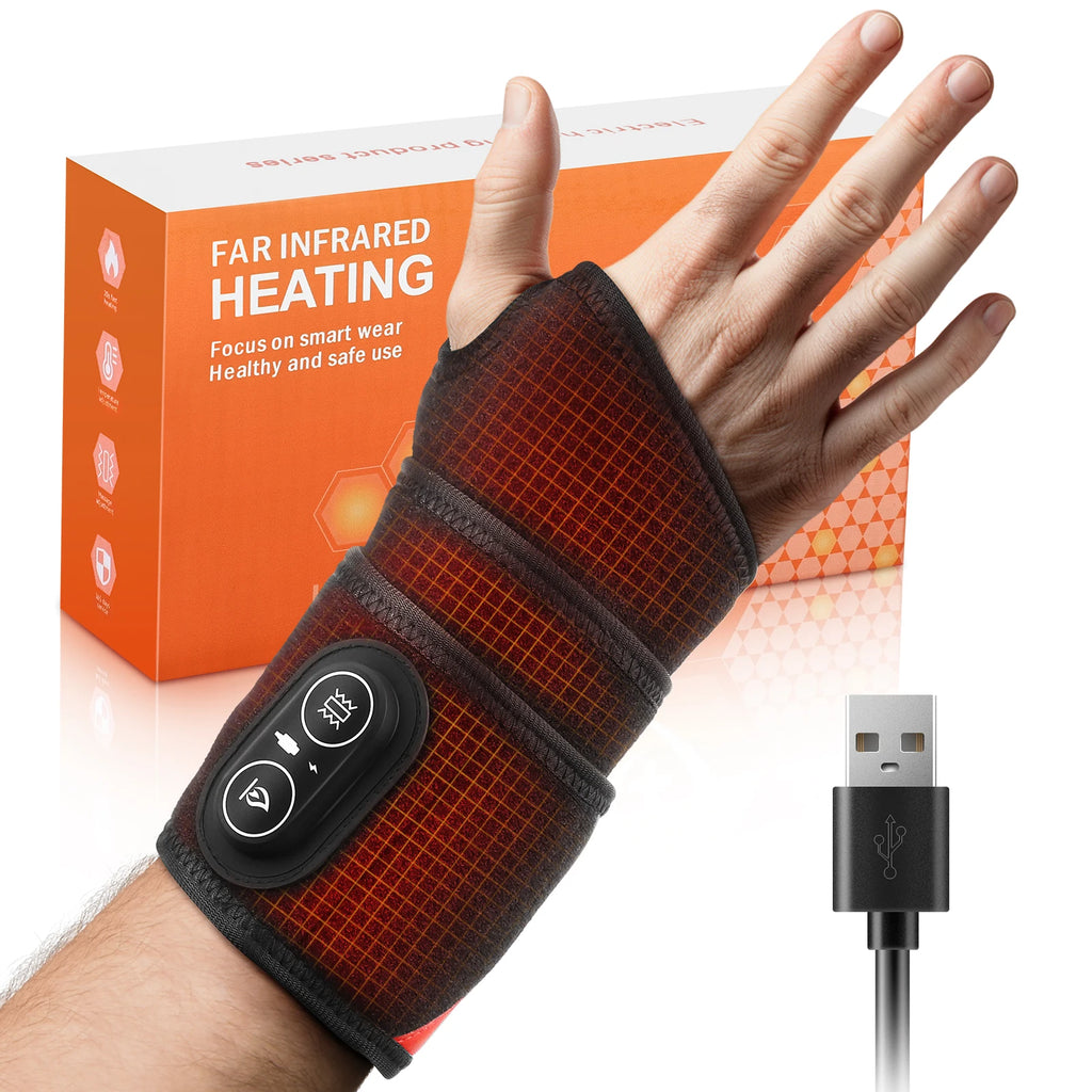Red Light Therapy Wrap with Heat & Vibration, Infrared LED Pad for Wrist Arm Pain Relief, Cordless Massager 660nm/850nm