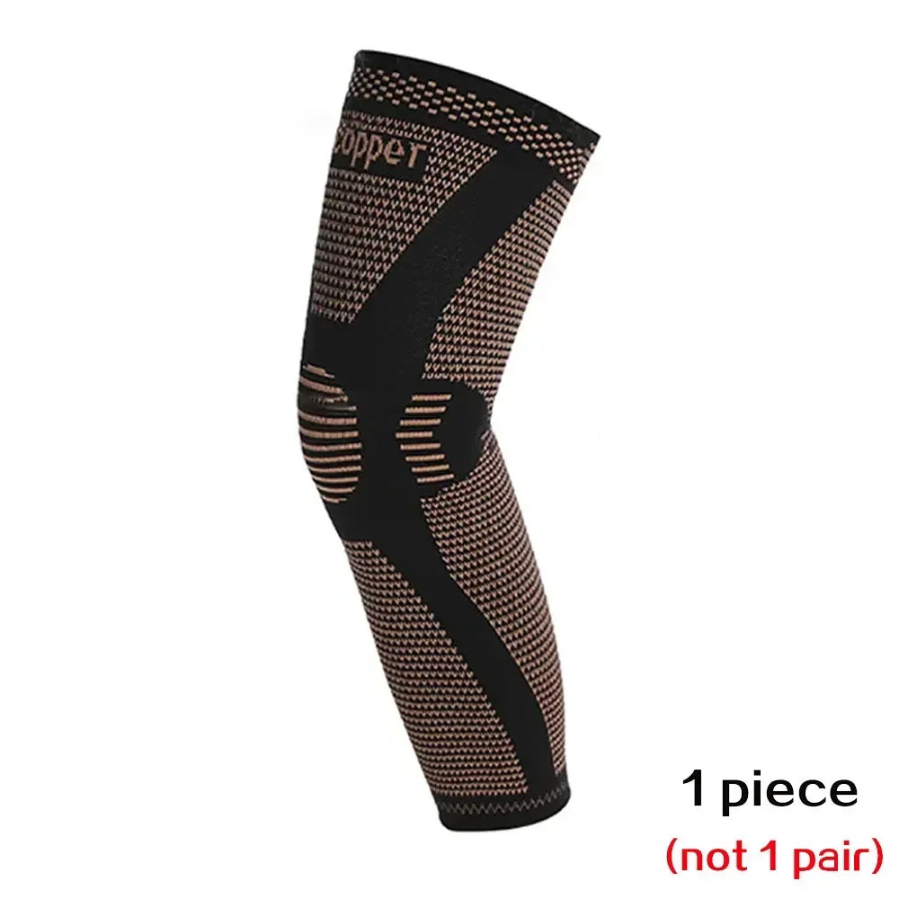 Tike Copper Full Leg Sleeves Long Compression Knee Support Protect Leg for Man Women Basketball, Arthritis Cycling Sport Football Gym